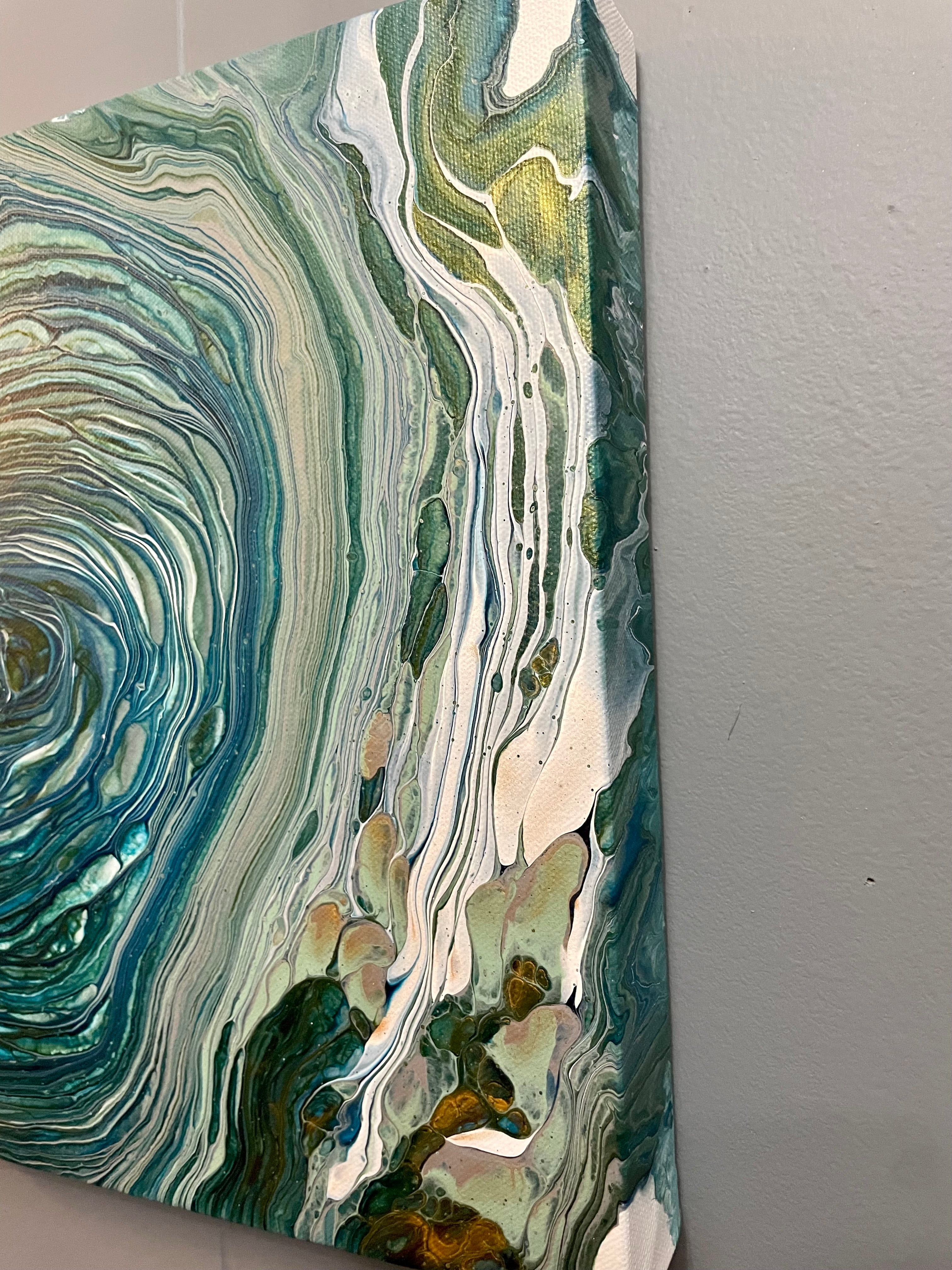 Dive deep” 12x12 abstract fluid art